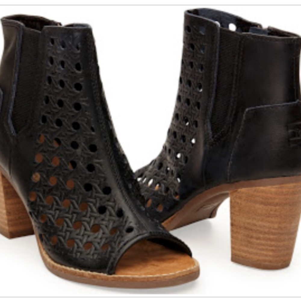Toms Majorca Perforated Peep Toe Booties